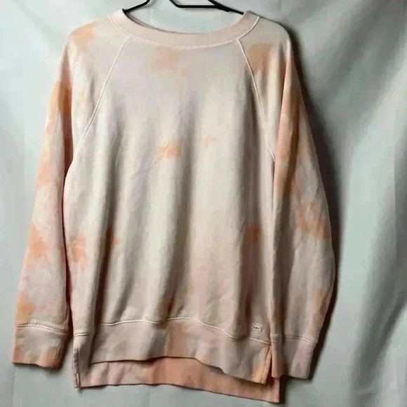 VICTORIA SECRET PINK SOFT CREW SWEATSHIRT WOMENS SIZE XS PEACH AND PINK TYE DYE - Picture 2 of 11